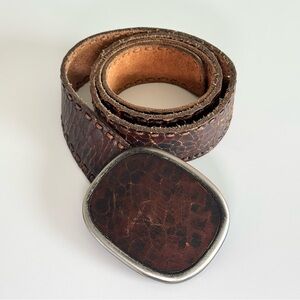 Vintage Fossil Full Grain Cowhide Leather Belt Cracked Brown